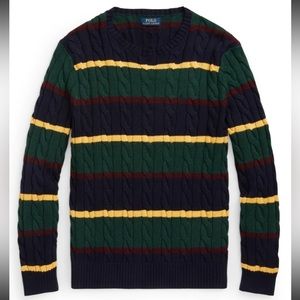 Ralph Lauren Iconic Striped Cable-Knit Cotton Sweater 🔥🔥🔥😳
